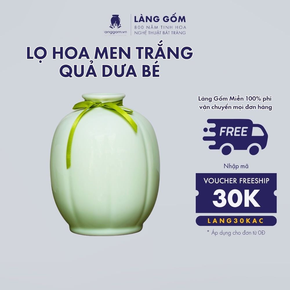  BBình hoa men ngọc dáng quả dưa bé 