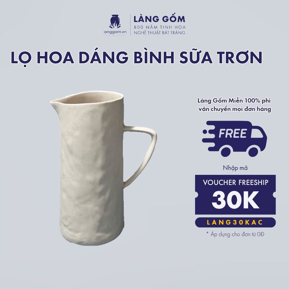  Bình gốm men mát có quai đựng nước rót sữa 