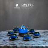  Bộ ấm chén men hỏa biến màu tuyết trắng và lục bảo 