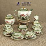  Bộ ấm chén dáng Minh Long hoạ tiết vẽ tay 