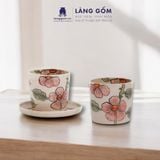  Bộ cốc đĩa gốm sứ Bát Tràng cao cấp họa tiết vẽ Hoa Đào 