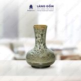  Bình hoa men hỏa biến dáng tỏi dẹt màu hổ phách đen 