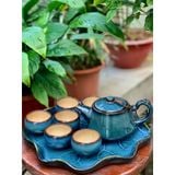  Bộ ấm chén men hỏa biến dáng quai trúc 