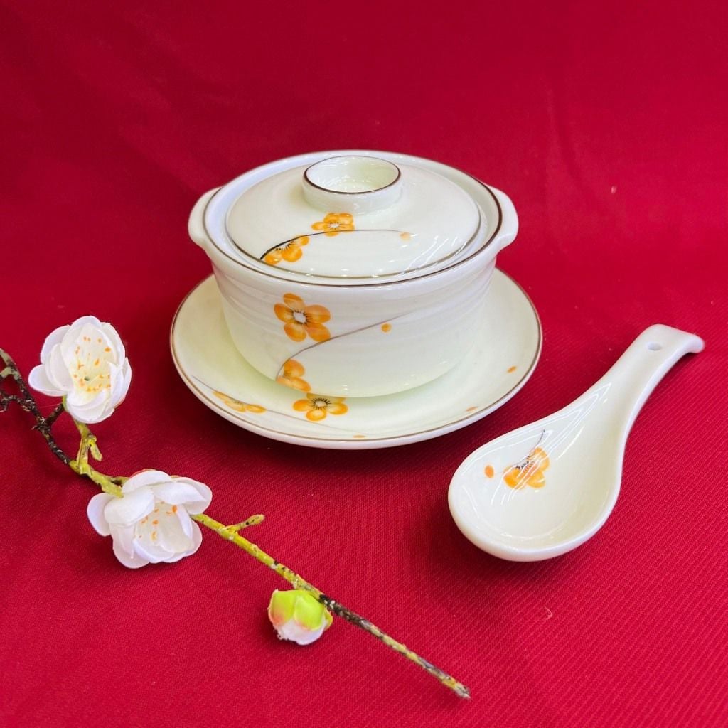  Bát cơm, bát chè cúng có đĩa lót kèm thìa 