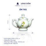  Bộ ấm chén dáng Phú Quý men trắng vẽ đài sen 