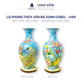  Lục bình phong thủy vân đá vẽ tay dệt gấm thêu hoa - Vẽ nổi 3D chim công hoa đào 