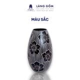  Bình cắm hoa trang trí khắc hoa lá, men mát, gốm sứ Bát Tràng cao cấp - LÀNG GỐM 