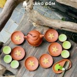  Bộ ấm chén đất nung vẽ sao vàng Việt Nam 