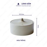  Hũ gốm tròn có nắp, màu kem 