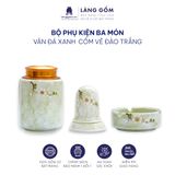  Bộ ấm chén dáng chuôi màu vân đá vẽ đào trắng, dung tích 330ml 