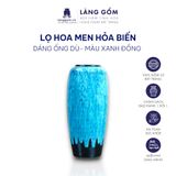  Bình hoa men hỏa biến dáng ống dù màu xanh đồng (mới) 