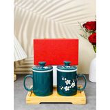  Cốc lọc trà vẽ nổi hoa đào trắng dung tích 330ml 