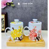  Cốc lọc trà vẽ nổi 3D vẽ tay thủ công cao cấp, dung tích 330ml 