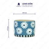  Chậu cây mini dáng trụ tròn men mát họa tiết vẽ hoa 