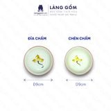  Bộ bát đĩa hoa mặt trời men kem vẽ sen xanh 