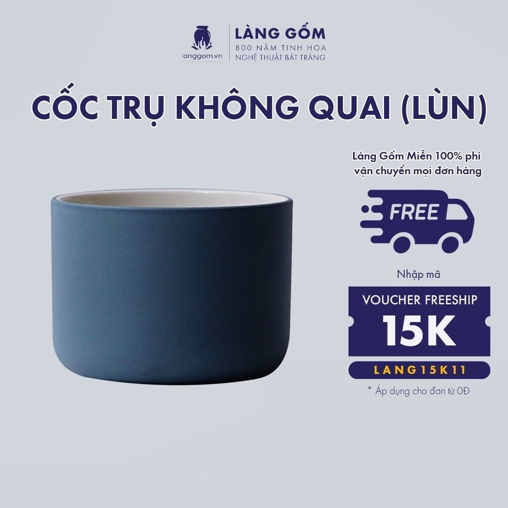  Cốc, ly sứ hình trụ lùn 200ml, không quai, men mát 