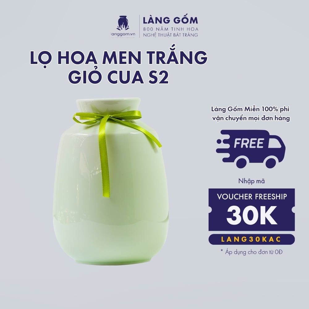  Bình hoa men ngọc dáng giỏ cua 