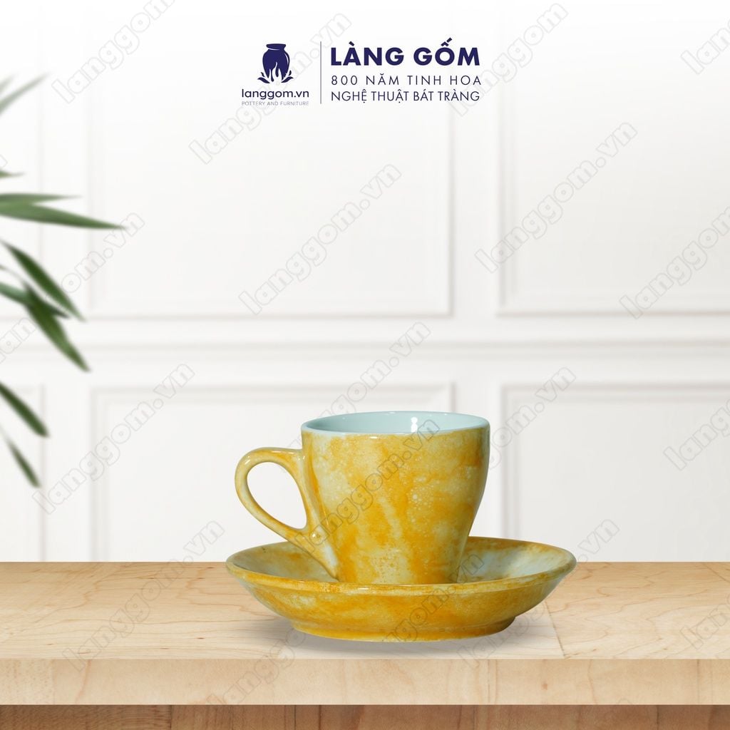  Bộ cốc đĩa cà phê Espresso màu vân đá, uống trà, cà phê, dung tích 70ml 