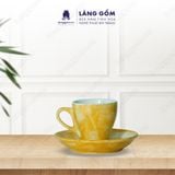  Bộ cốc đĩa cà phê Espresso màu vân đá, uống trà, cà phê, dung tích 70ml 