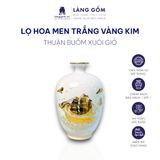  Bình hút lộc dáng cao men trắng vẽ vàng kim 