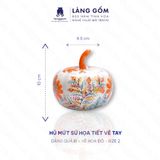  Hũ mứt sứ họa tiết vẽ tay thủ công dáng Quả Bí 