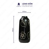  Bình cắm men mát dáng trụ khắc hoa lá 