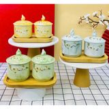  Hũ mứt sứ vân đá vẽ đào trắng 