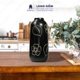  Bình cắm men mát dáng trụ khắc hoa lá 