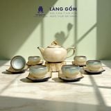  Bộ ấm chén dáng quả hồng màu hỏa biến sữa 