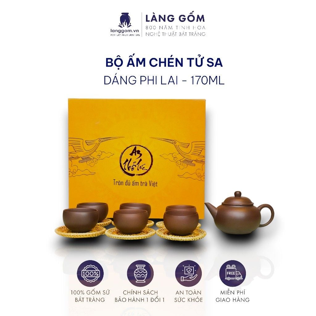  Ấm đất mộc nguyên khoáng cao cấp dáng Phi Lai 