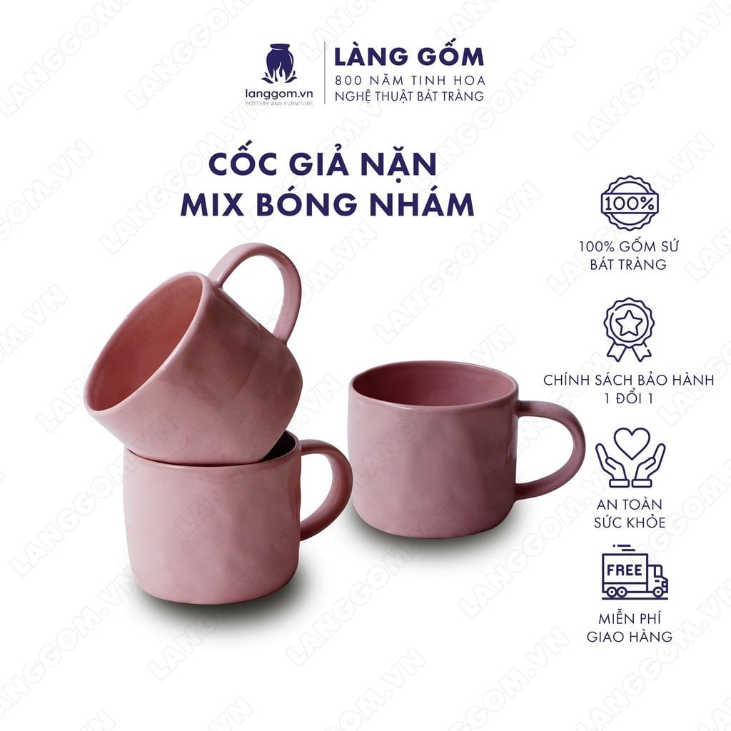  Cốc giả nặn mix bóng nhám, men mát, dung tích 300ml 