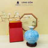  Bình hút lộc vân đá trơn chỉ vàng phong thủy - kèm đế lót và hộp xi lụa cao cấp 