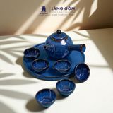  Bộ ấm chén quai chuôi men hỏa biến màu xanh sapphire 