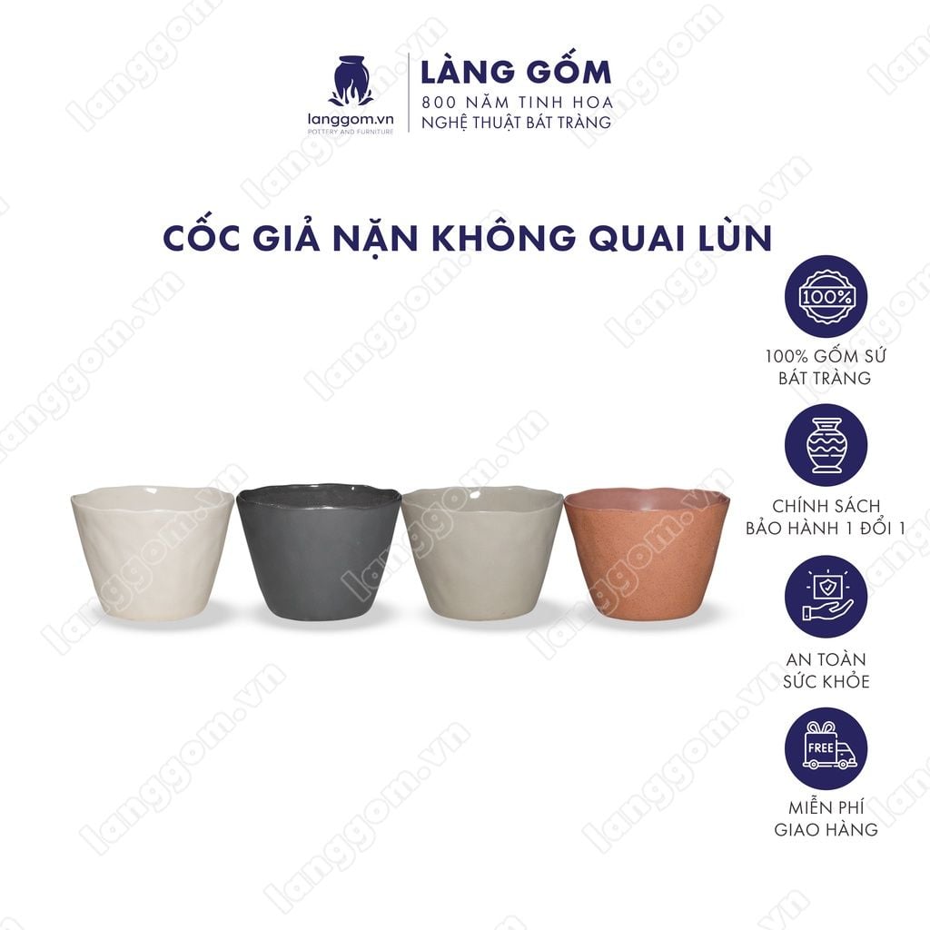  Cốc giả nặn không quai lùn, men mát, dung tích 250ml 