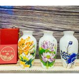  Bình hoa men trắng viền vàng kim vẽ cảnh 