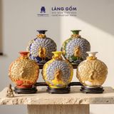  Bình Hút Lộc Đắp Nổi Vàng Kim Công Đào Đuôi Xòe - Bình Tụ Lộc Phong Thủy Quà Tặng Cao Cấp 