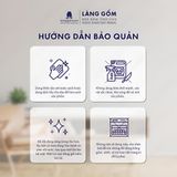  Bình hoa men mát có tai họa tiết kẻ ngang 