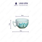  Bộ ấm chén bưởi cành men trắng vẽ hoa sen xanh 