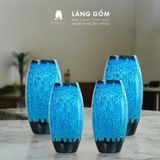  Bình hoa men hỏa biến dáng bom đại màu xanh đồng 