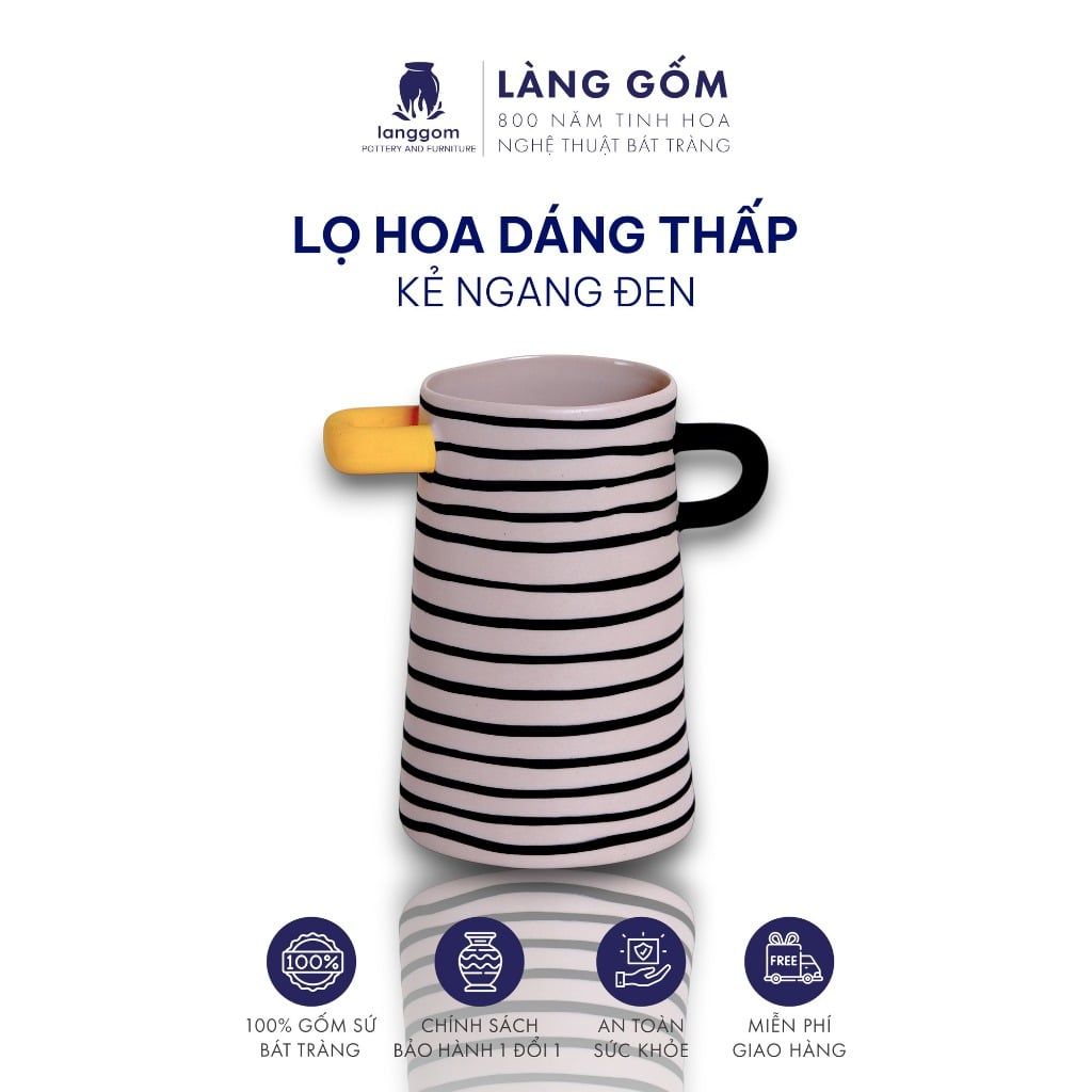  Lọ hoa men mát có tai dáng thấp nhiều họa tiết 