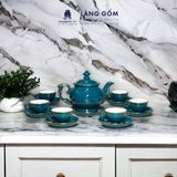  Bộ ấm chén phú quý men ngọc lục bảo chỉ vàng 