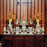  Bát hương men rạn đắp nổi họa tiết hoa rồng 