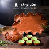  Bộ ấm chén kiểu gốc cây đắp hoa nổi kèm khay 400 ml 
