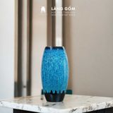  Bình hoa men hỏa biến dáng bom đại màu xanh đồng 