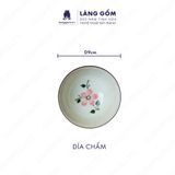 Bộ bát đĩa hoa mặt trời men kem vẽ hoa đào 