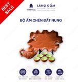  Bộ ấm chén kiểu gốc cây đắp hoa nổi kèm khay 400 ml 