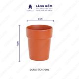  Ly gốm mini, cốc sứ mini màu nâu đất, dáng basic 