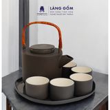  Bộ ấm chén men mát chấm bi có lõi lọc 