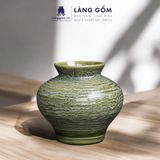  Bình hoa men hỏa biến dáng vò đĩa bay chân thấp (TH) 