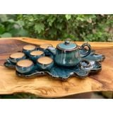  Bộ ấm chén men hỏa biến dáng quai trúc 